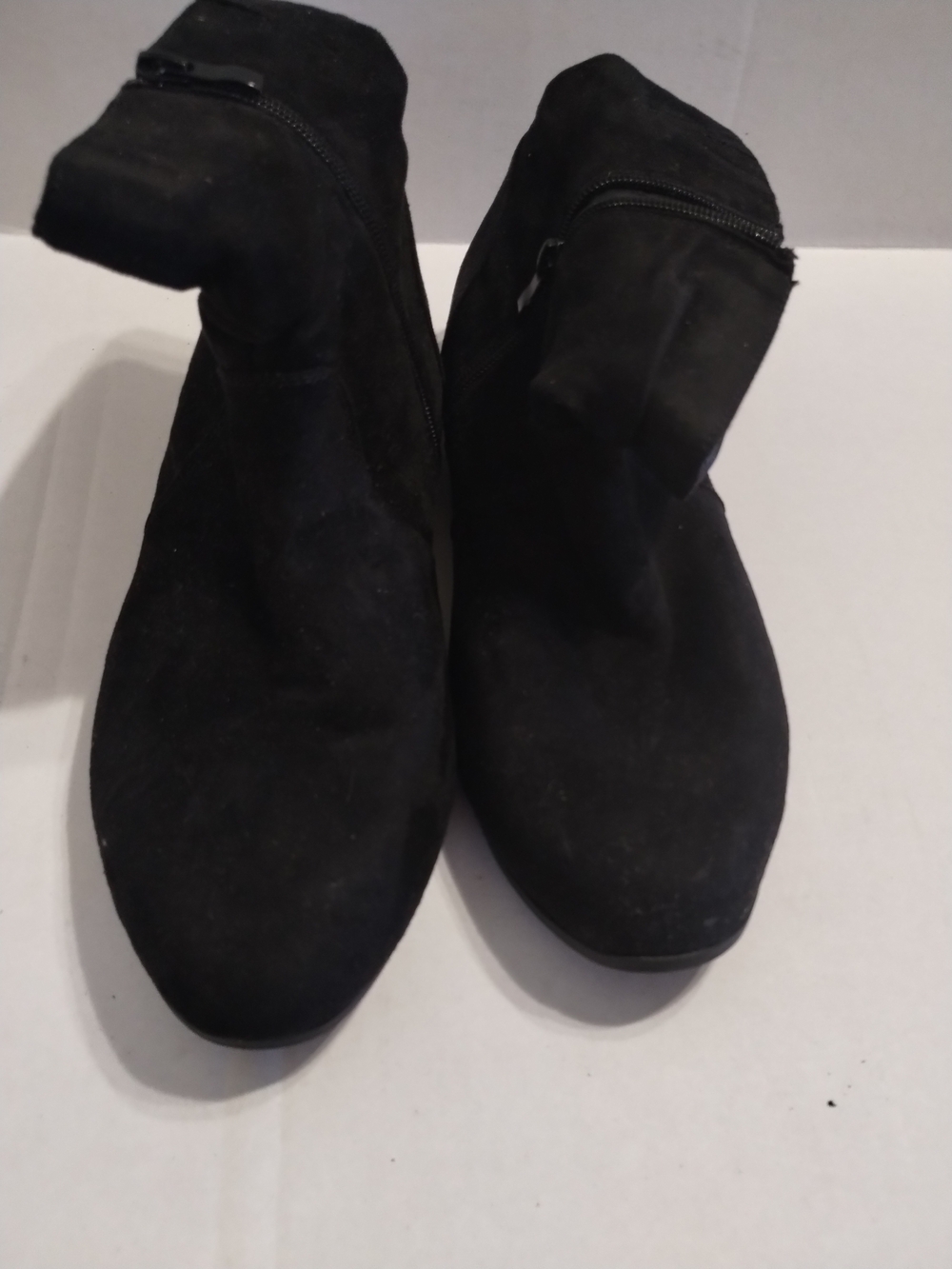 Women's Black Suede Ankle Booties with Side Zip